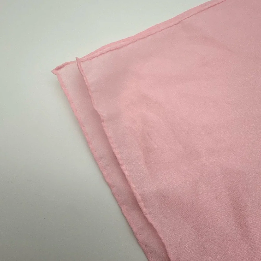 Vintage Pink Square Sheer Chiffon Neckerchief Bandana Solid Pastel Accessory